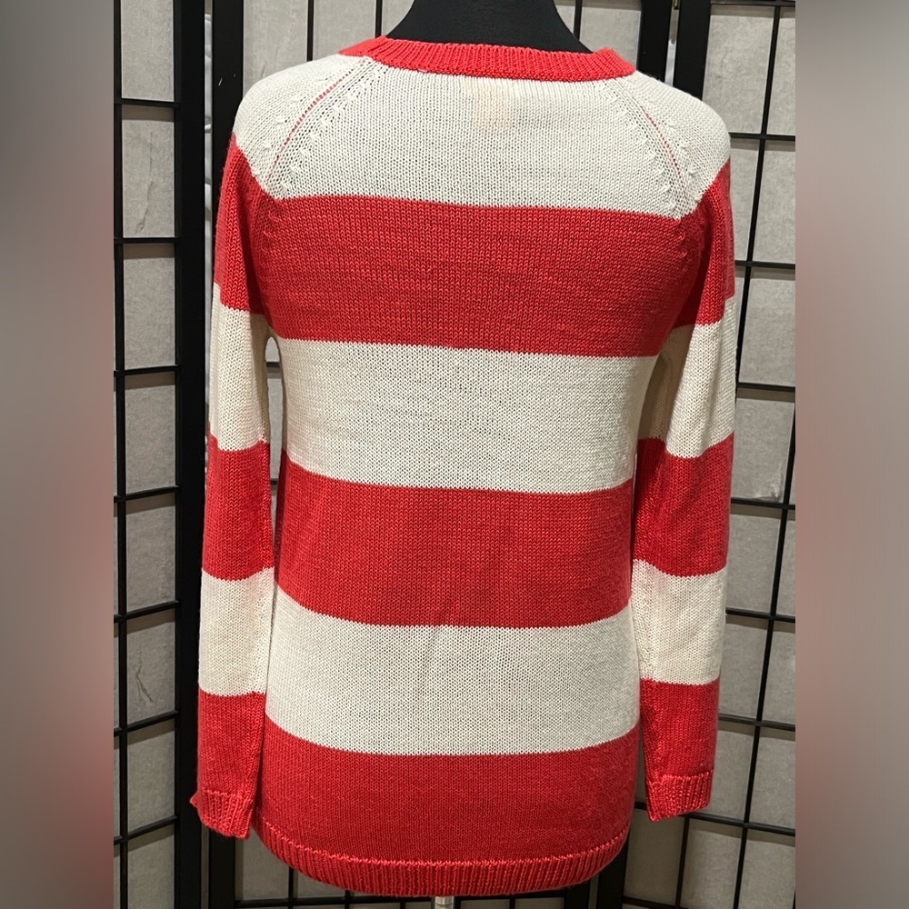 JOE FRESH PINK & WHITE CLASSIC STRIPE CREWNECK  PREPPY SWEATER, WOMEN SIZE M - Picture 5 of 8